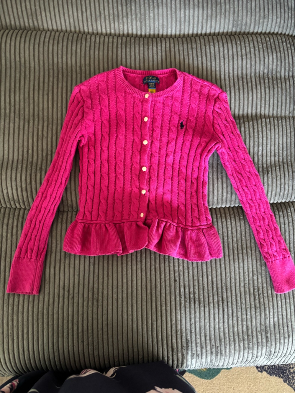 Ralph Lauren Girls Cable-Knit Peplum Cardigan (8-10)